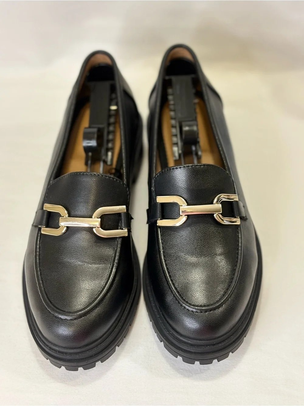 RACHEL ZOE “Mila” Black Lug Sole Bit Loafers SZ 6.5 EUC $65
